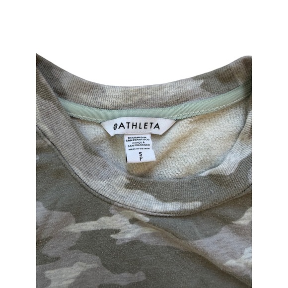 Athleta Women Gray Camo Coaster Luxe Sweatshirt Dress Small Long Sleeve Pockets - Picture 3 of 5